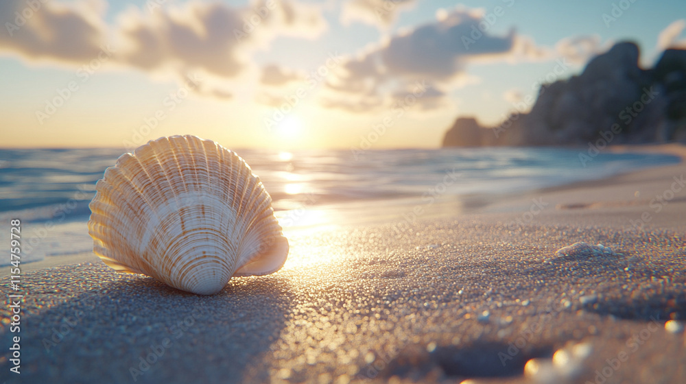 A seashell resting on soft sand with a blurred background, symbolizing calm, nature's beauty, and the fleeting moments of serenity amidst the chaotic environment of the ocean shore
A seashell resting on soft sand with a blurred background, symbolizing calm, nature's beauty, and the fleeting moments of serenity amidst the chaotic environment of the ocean shore