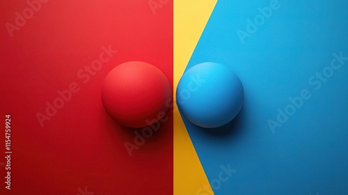 Abstract Colorful Contrast Between Hemispheres on Bold Background