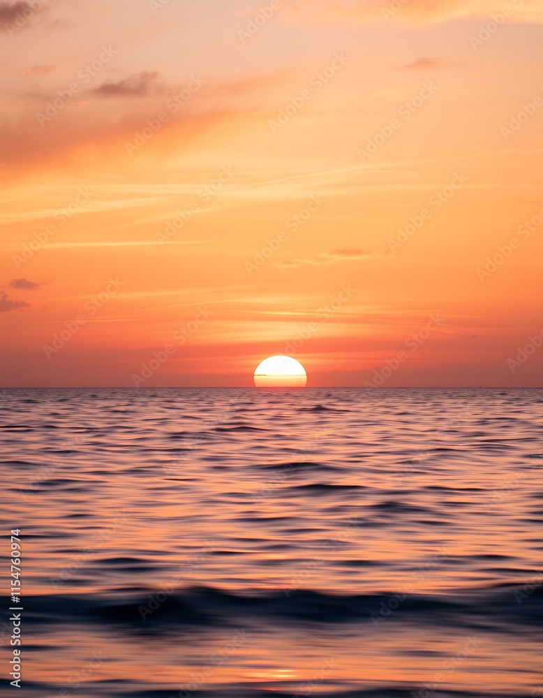 Serene Sunset Over Calm Ocean Waters Serene Sunset Over Calm Ocean Waters