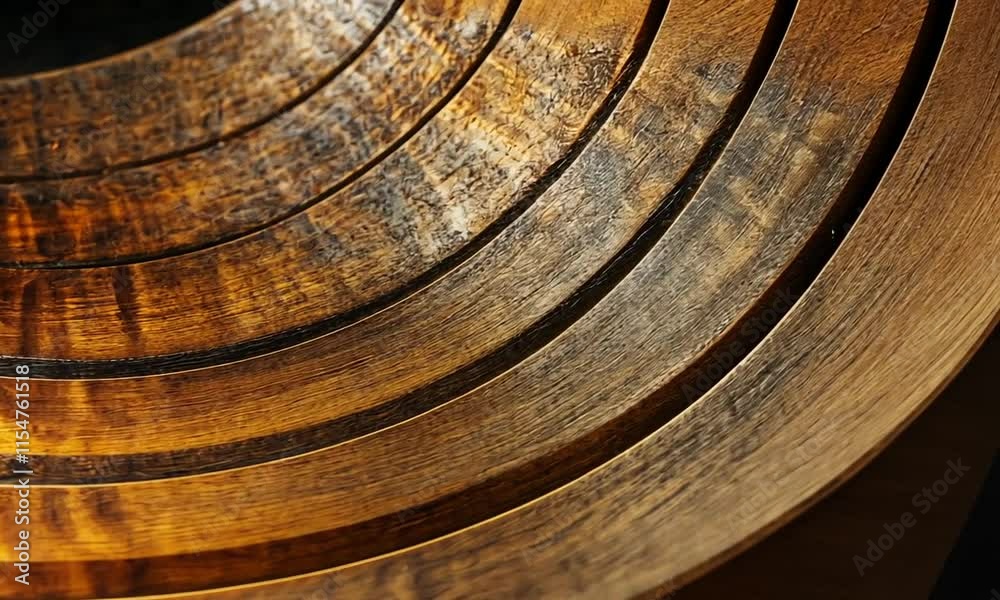 Close-up of curved wooden layers showcasing texture and craftsmanship.