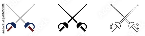 fencing saber or sword vector pictogram sign icon symbol ui and ux design, glyphs and stroke line	
