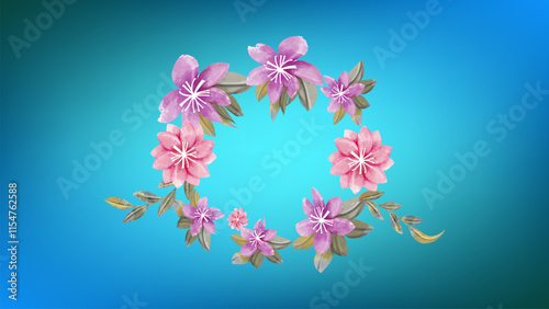 Wallpaper Mural Flower with blue gradient abstract background Torontodigital.ca