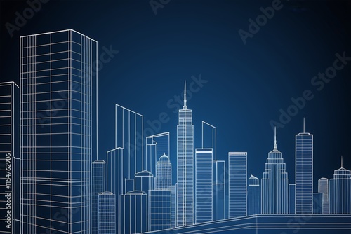 arafed cityscape with a blue background and a blue sky