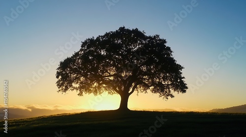 Majestic Live Oak Tree Towering Over a Serene Landscape, Exuding Timeless Beauty and Southern Charm