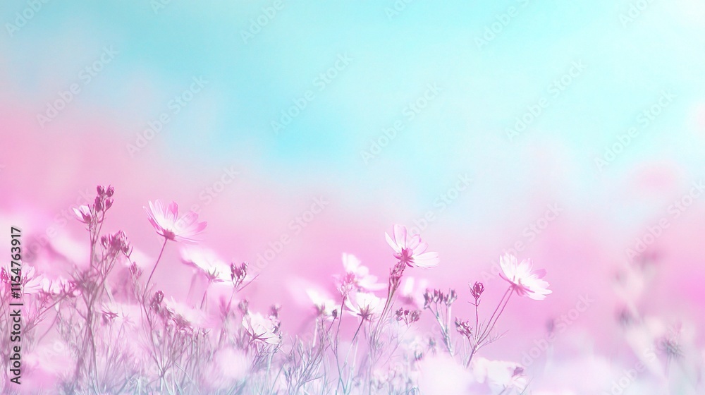 Fototapeta premium Soft Focus Nature Background with Blurred Flowers in Pastel Tones