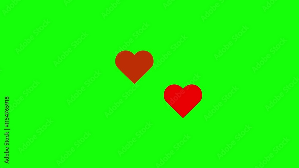 Floating hearts Animated Icon ,  love on valentines day ,  valentines day celebration,  green screen. 4k Video animated