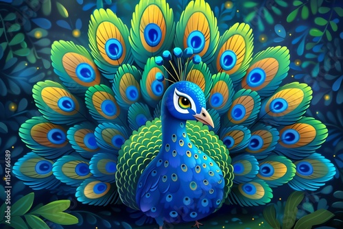 Majestic peacock with vibrant plumage. (1)