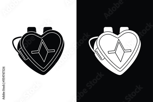 Defibrillator Pads Symbol. Clean Silhouette Illustrations for Medical Use