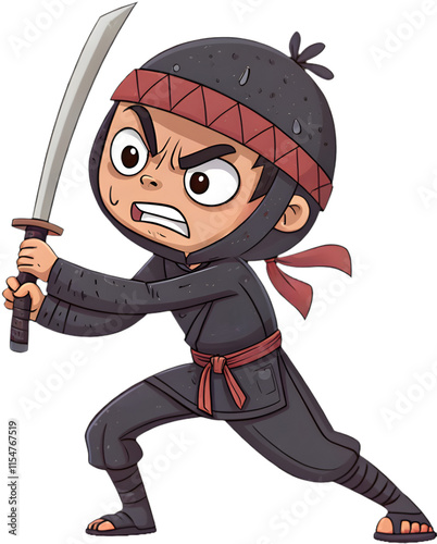 Cute cartoon ninja man character clipart for dynamic designs. photo