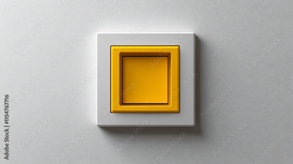 Minimalist Yellow Button on White Background: A Study in Simple Design Minimalist Yellow Button on White Background: A Study in Simple Design
