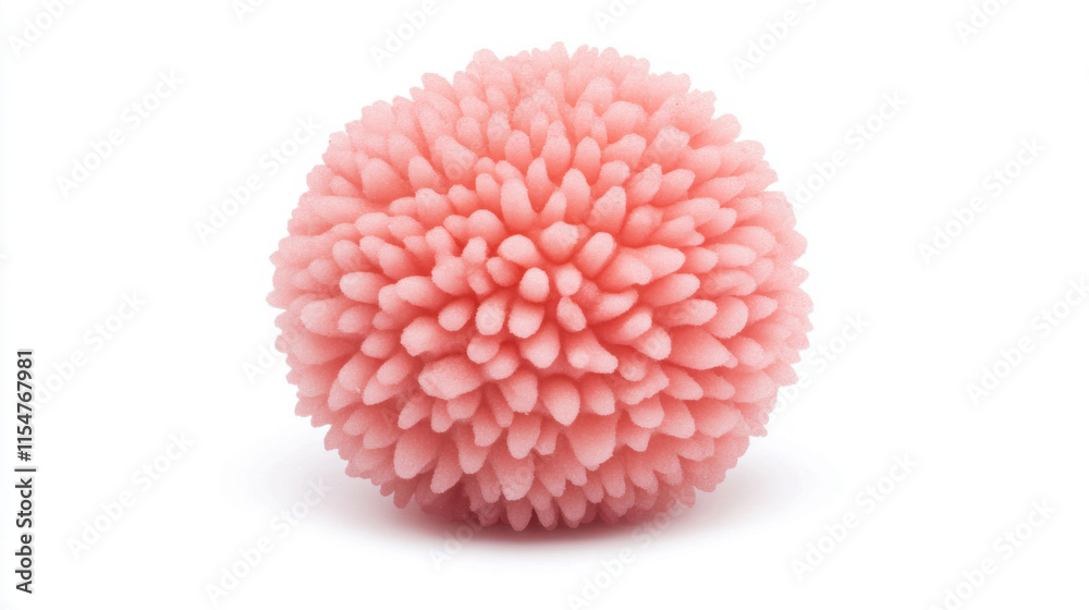 A textured pink sphere resembling a unique coral structure. A textured pink sphere resembling a unique coral structure.