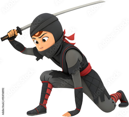 Cute cartoon ninja man character clipart for dynamic designs. photo