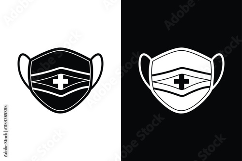 Medical and Surgical Mask Icon. Silhouettes for Virus Protection photo