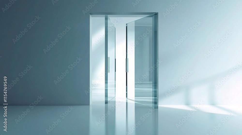 Transparent and Reflective Glass Doors with Geometric Shapes Transparent and Reflective Glass Doors with Geometric Shapes