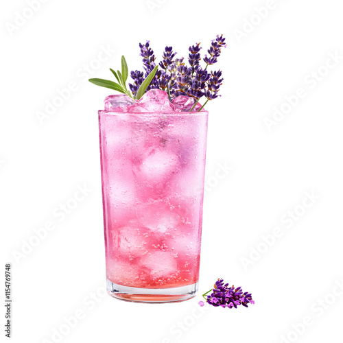 Tasty Lavender Cardamom Gin Fizz   Isolated On Transparent Background