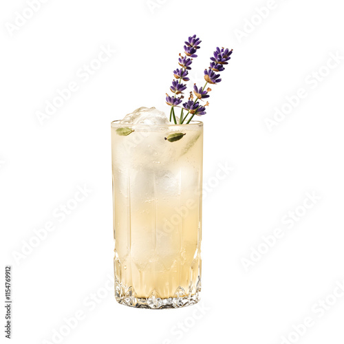 Tasty Lavender Cardamom Gin Fizz   Isolated On Transparent Background