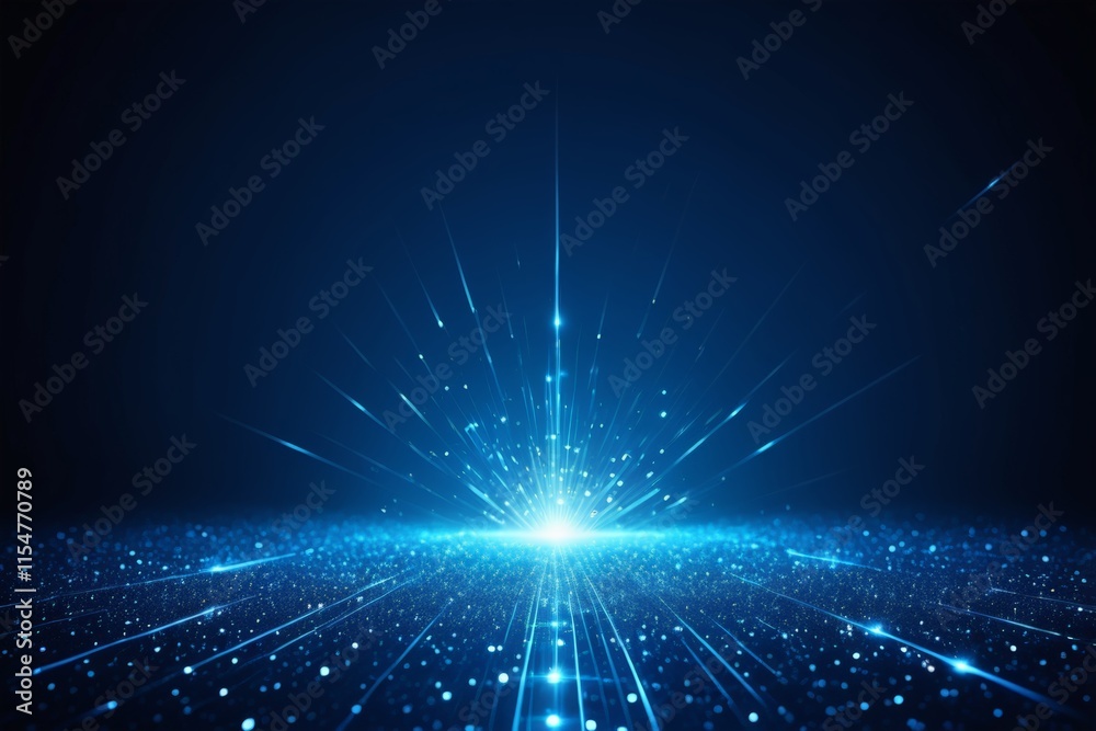 Fototapeta premium a close up of a blue light shining in a dark room