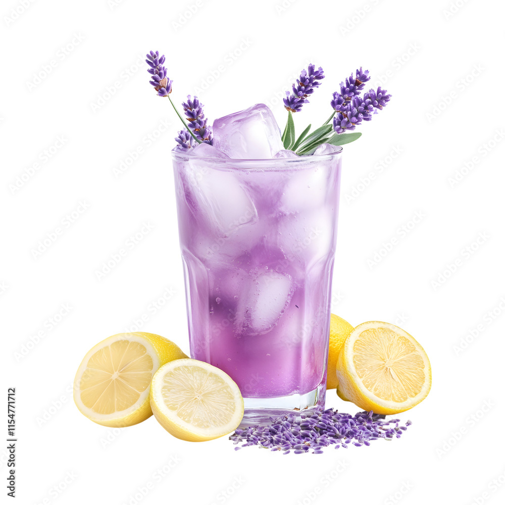 Tasty Lavender Lemonade Shake Isolated On Transparent Background Tasty Lavender Lemonade Shake Isolated On Transparent Background