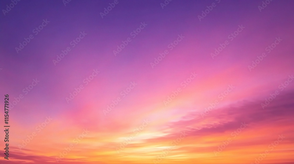 Naklejka premium Vibrant Abstract Watercolor Sunset Sky with Orange and Purple Blending