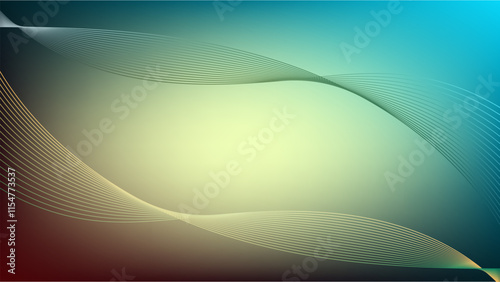 Wavy blended lines with yellow blue gradient mesh abstract background