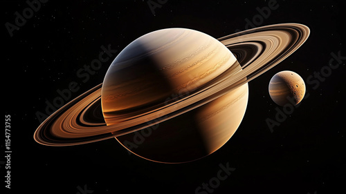 Planet Saturn on black space background
 photo