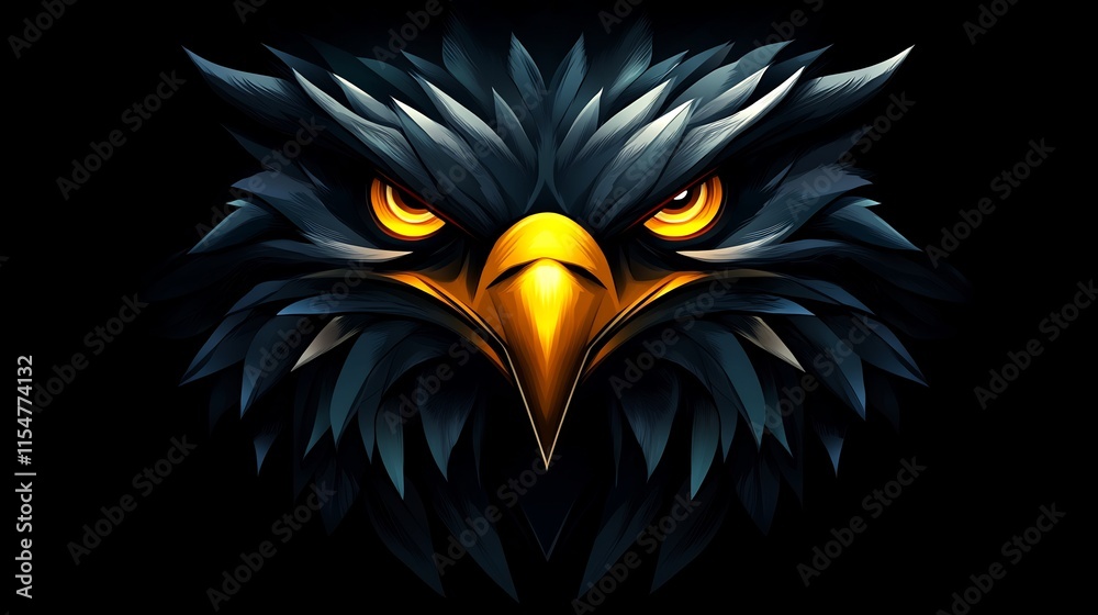 Obraz premium Fierce Eagle Head Close-Up: Dark, Majestic, and Powerful
