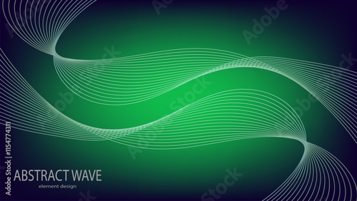 Wavy white blended lines with green gradient abstract background