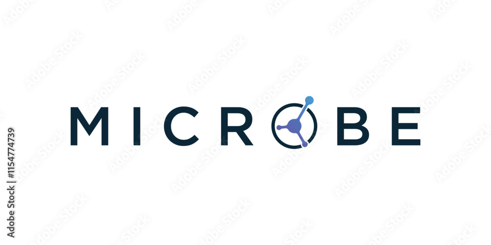 Microbial logo in a name, microbial logo in a simple O Microbial logo in a name, microbial logo in a simple O
