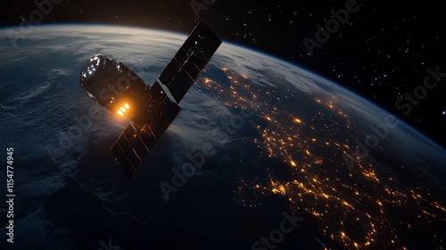 Wallpaper Mural Satellite Orbiting Earth at Night, Showing City Lights Torontodigital.ca