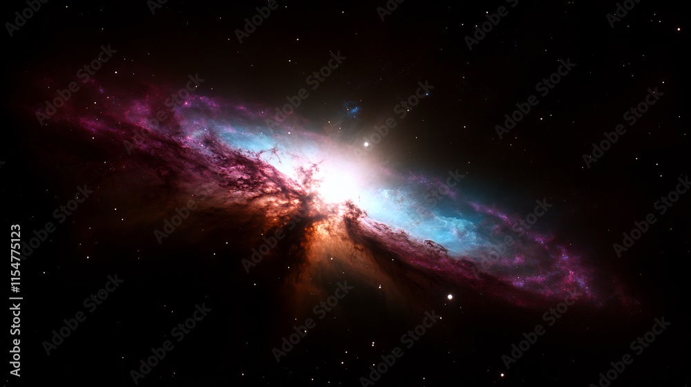 Fototapeta premium Cosmic Nebula: A Symphony of Colors in the Vast Expanse of Space