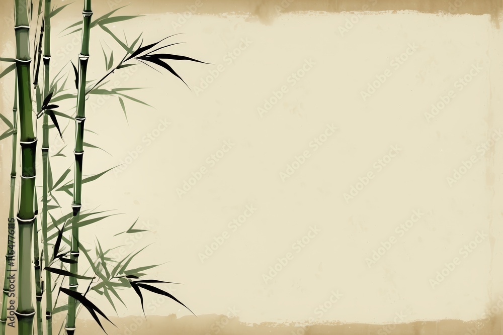 Naklejka premium there is a picture of a bamboo plant with a paper background