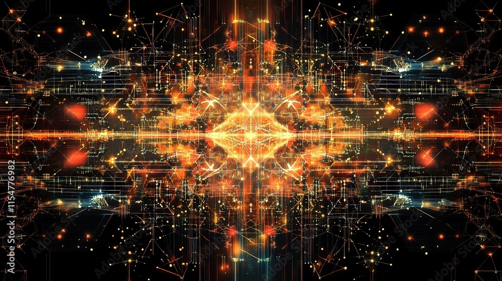 Fototapeta premium Abstract Geometric Digital Background with Technology Elements