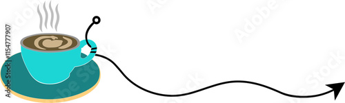 The image could symbolize the journey or path one takes after enjoying a cup of coffee, represented by the wavy line.