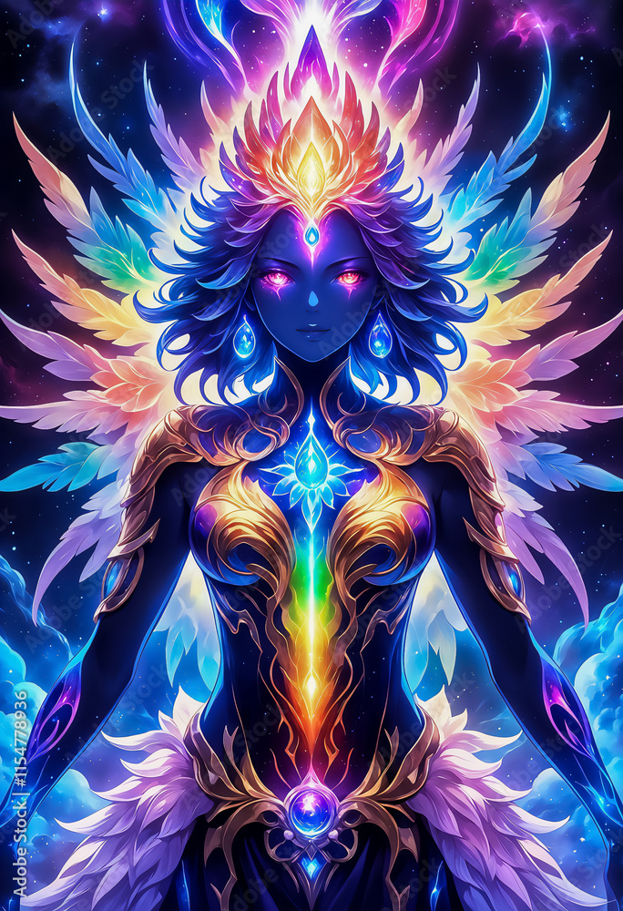 Obraz premium 体内のエネルギーが光る女性,AI画像,Generative AI