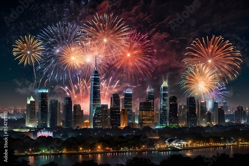 fireworks over the river photo