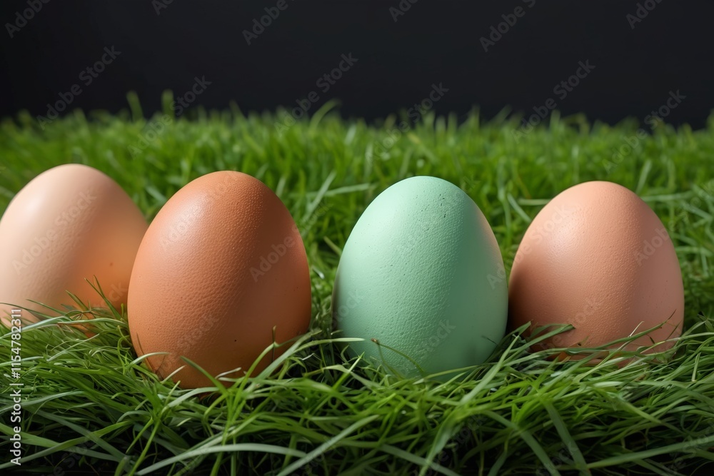 three eggs are sitting in a row on the grass three eggs are sitting in a row on the grass