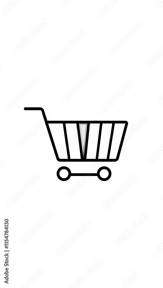 A simple shopping cart icon in black outline, representing e-commerce, on a white background.
A simple shopping cart icon in black outline, representing e-commerce, on a white background.