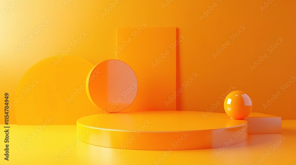 Modern Abstract 3D Illustration with Geometric Shapes in Orange Modern Abstract 3D Illustration with Geometric Shapes in Orange