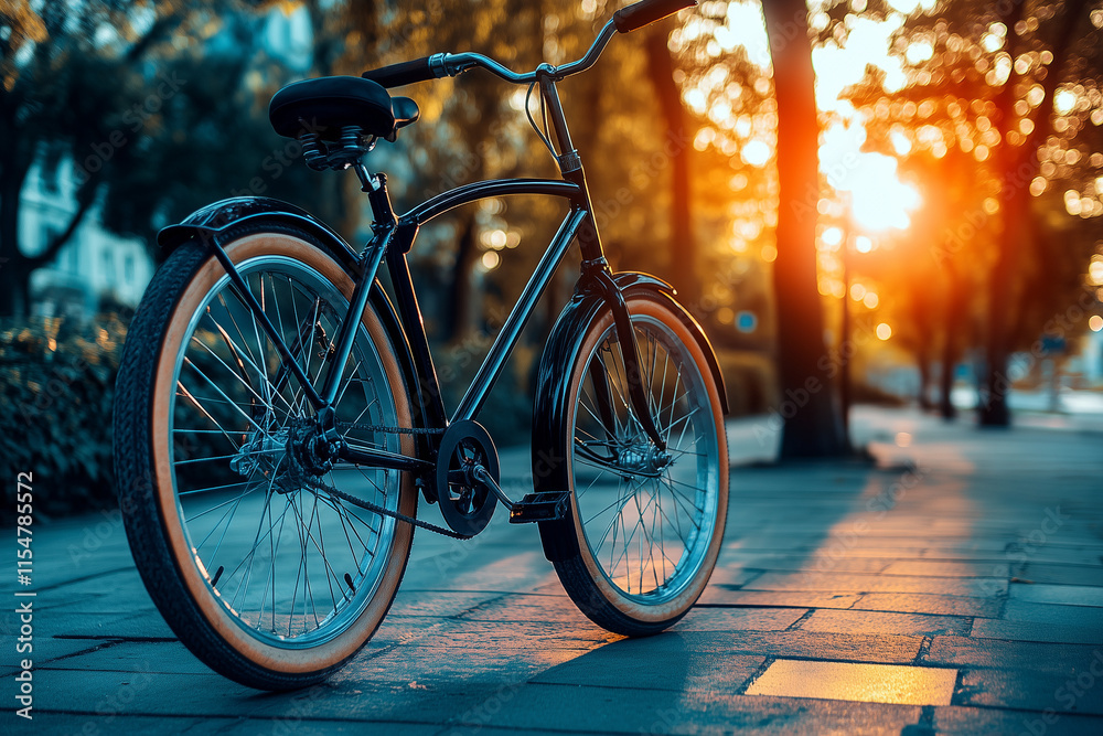 Fototapeta premium Cruiser Bike with a Retro-Fitted Motor: Classic Meets Modern
