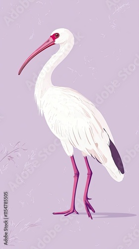 White Ibis Bird With Pink Legs and Beak photo