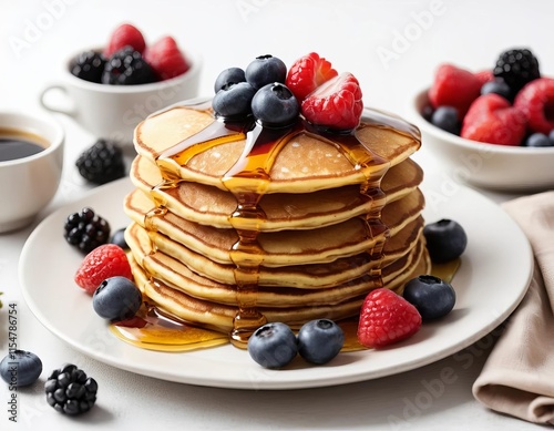 Wallpaper Mural stack of pancakes with berries Torontodigital.ca