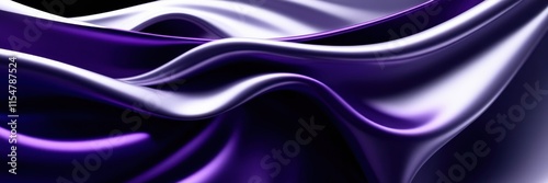 Abstract fluid waves, deep purple and white swirls, flowing curves, silky smooth texture, glossy surface, dynamic movement, ultra high resolution, 8K render, digital art, vibrant colors, sleek design, photo