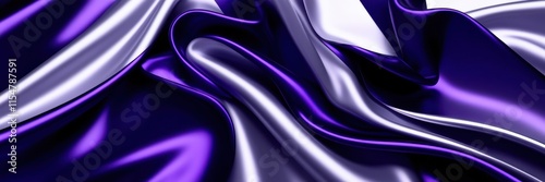 Abstract fluid waves, deep purple and white swirls, flowing curves, silky smooth texture, glossy surface, dynamic movement, ultra high resolution, 8K render, digital art, vibrant colors, sleek design, photo