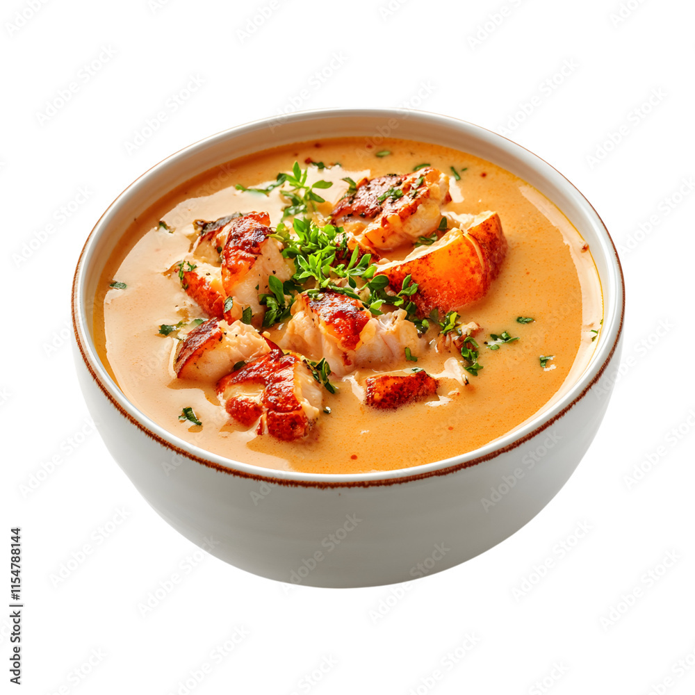 Inviting Lobster Bisque Isolated On Transparent Background Inviting Lobster Bisque Isolated On Transparent Background
