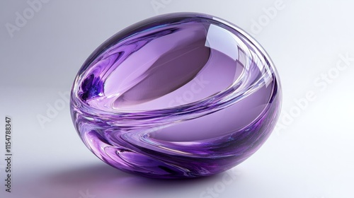 A metallic purple ellipsoid with reflective highlights, isolated on a white surface