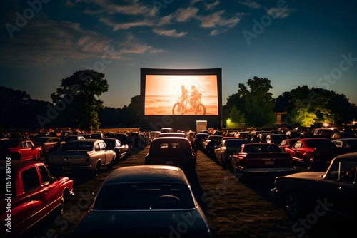 Nostalgic Evening at Drive-In Theater: A Snapshot of Timeless Americana photo