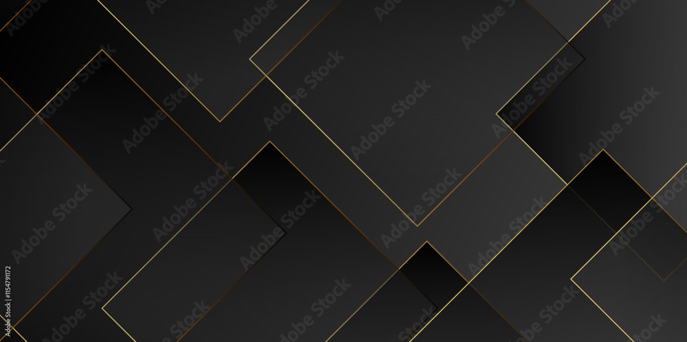 Fotografie Design geometric tile gold on black background with triangle shape