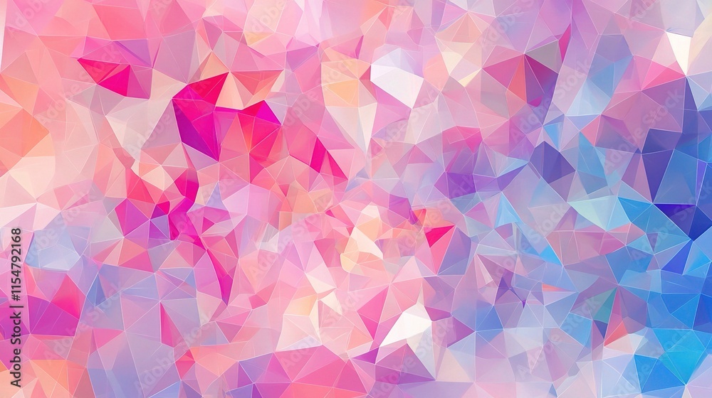 Colorful Geometric Abstract Background with Triangles in Pastel Hues