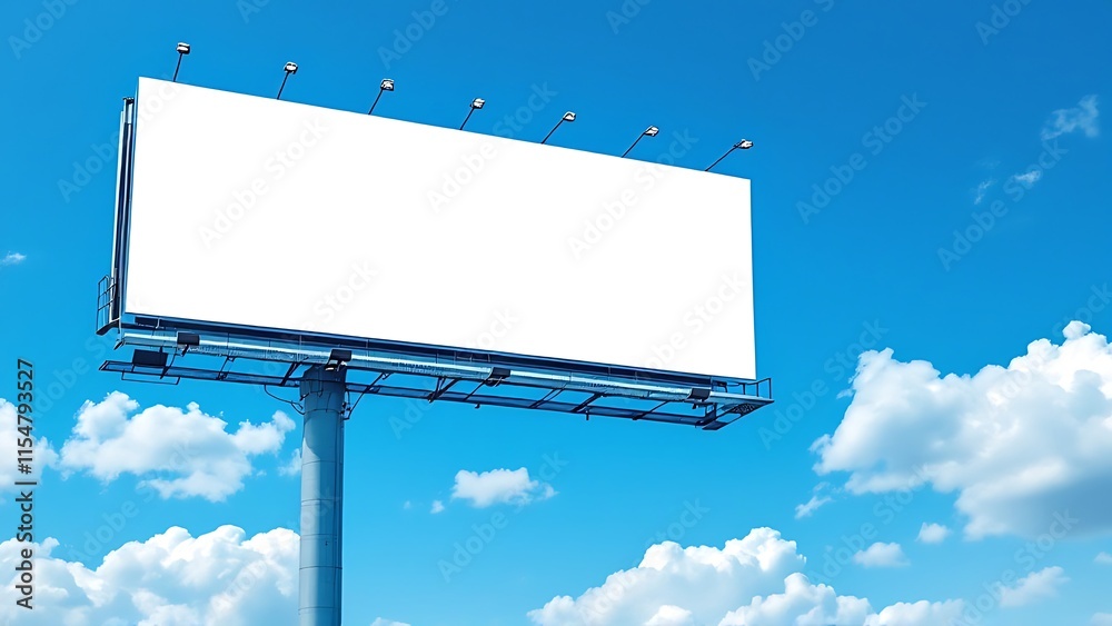 Mockup Large white blank billboard or white promotion poster displayed on the outdoor against the blue sky background. Promotion information for marketing announcements and details Mockup Large white blank billboard or white promotion poster displayed on the outdoor against the blue sky background. Promotion information for marketing announcements and details