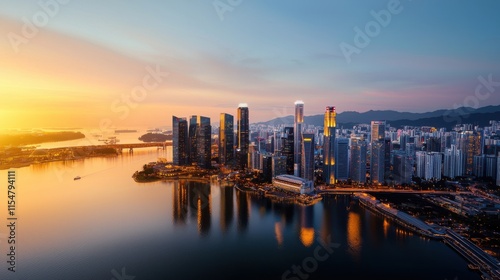 Wallpaper Mural Panorama bangkok city at sunset in the business district area Torontodigital.ca